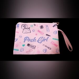 Posh Girl Cosmetic Pouch Pink Graphic Makeup Case Travel Bag Small